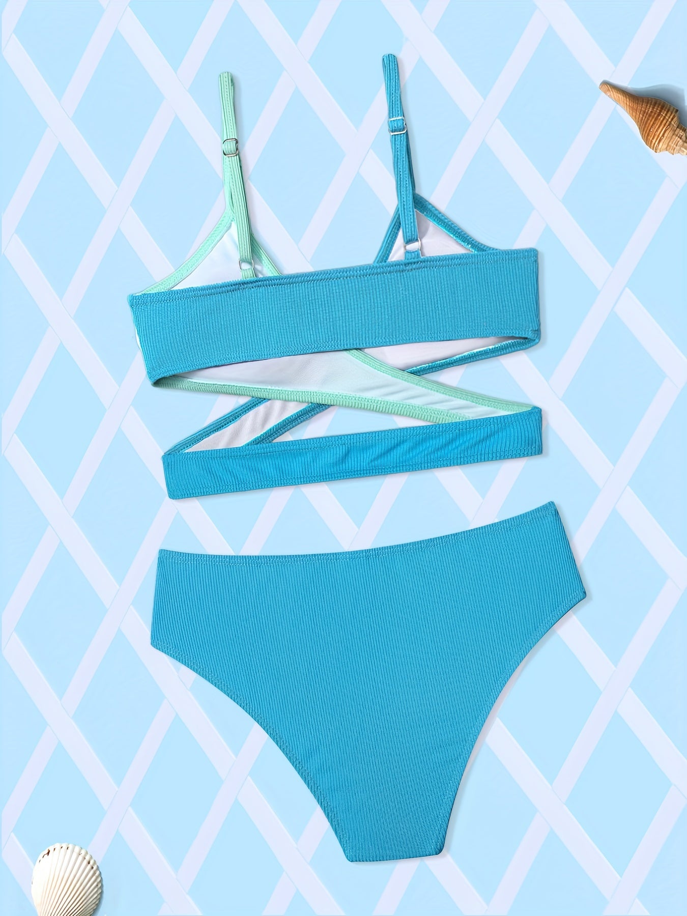 Girls Bikini Set Criss Cross Bathing Suit Two Piece Swimsuit
