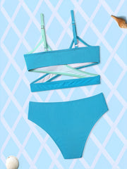 Girls Bikini Set Criss Cross Bathing Suit Two Piece Swimsuit