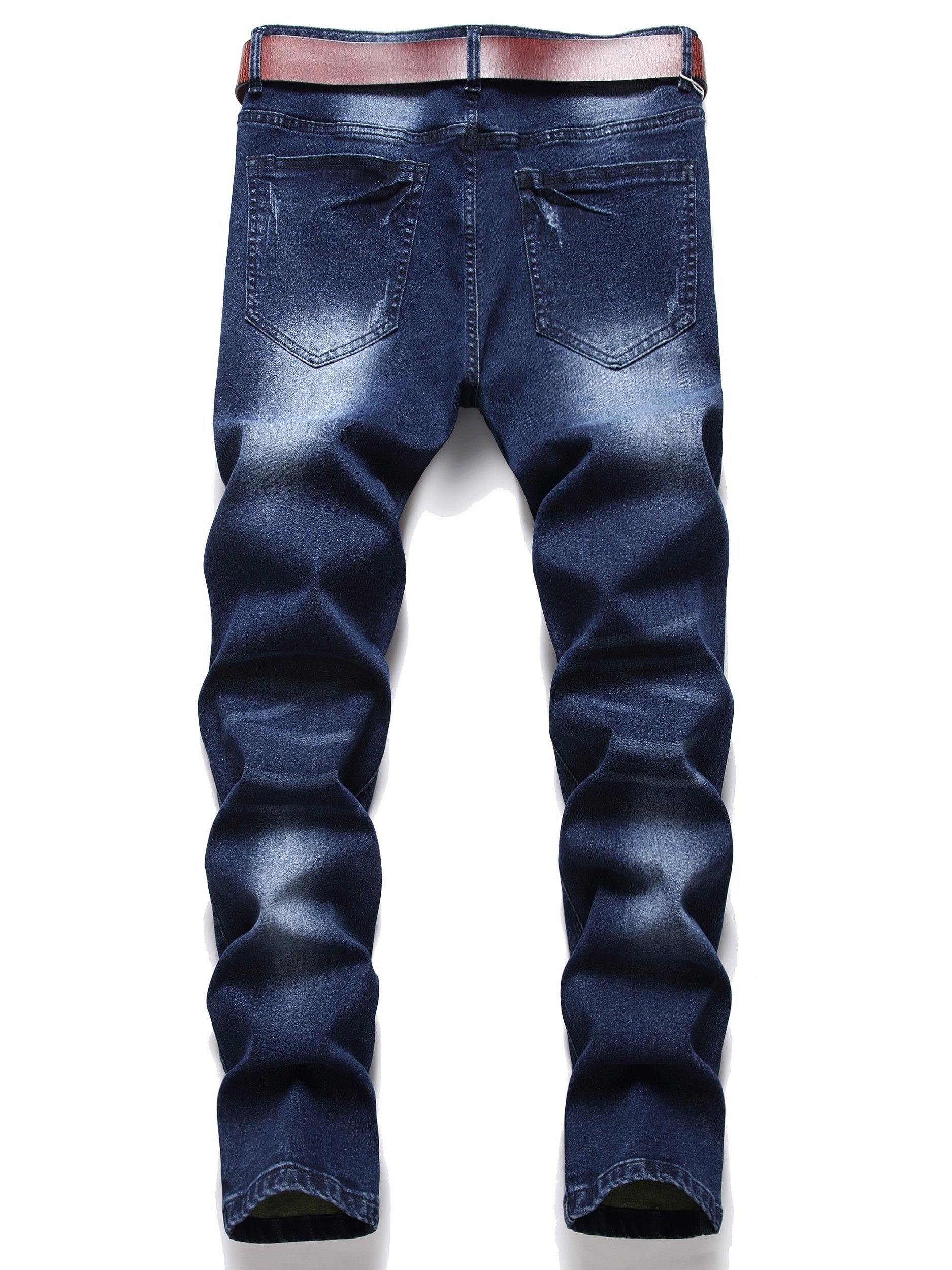 Men's Slim Fit Ripped Jeans - Distressed Stretch Denim Pants