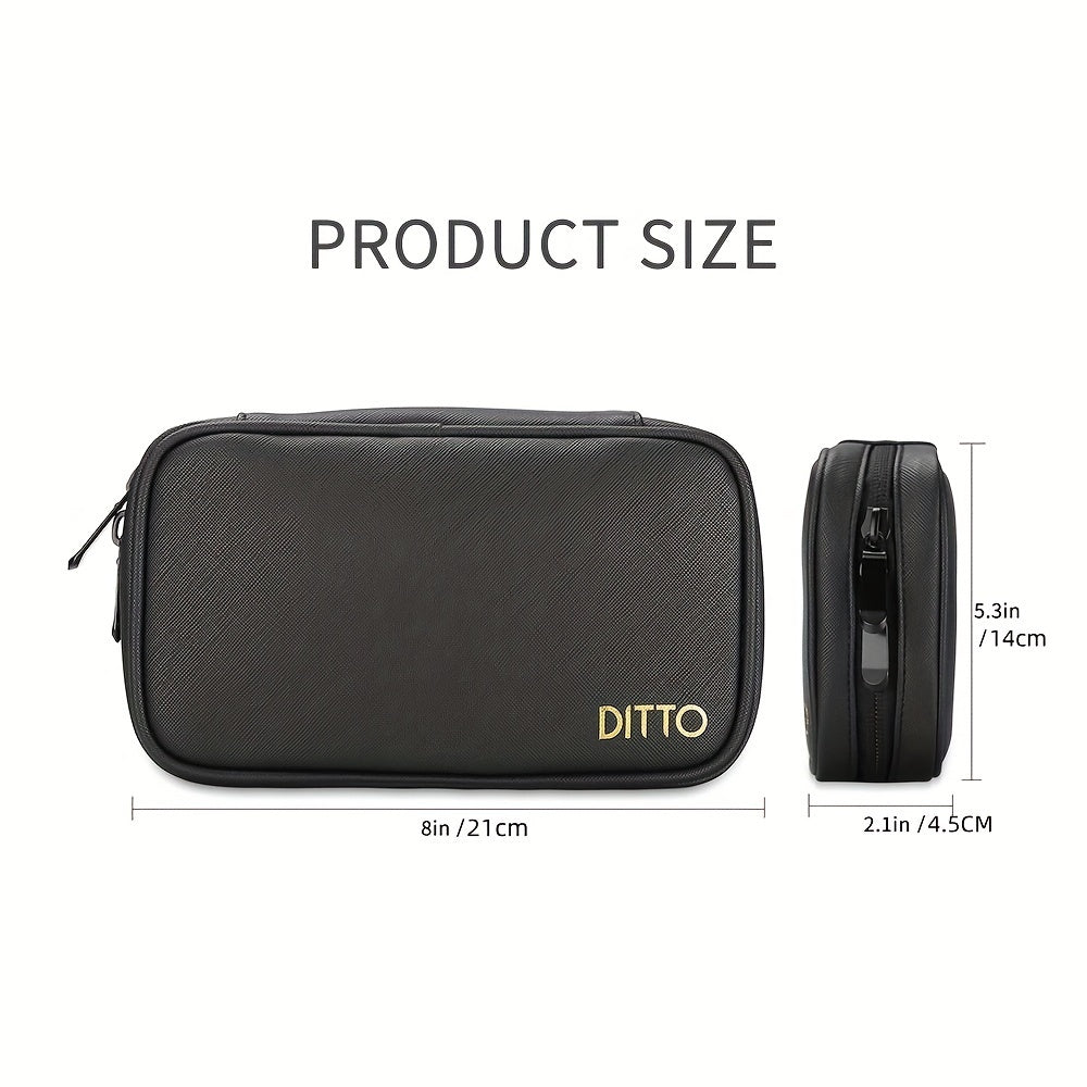 Waterproof Data Cable Storage Bag PU Leather Travel Organizer