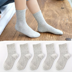 5pairs Casual Knit Crew Socks Soft Comfortable Breathable Cotton Socks