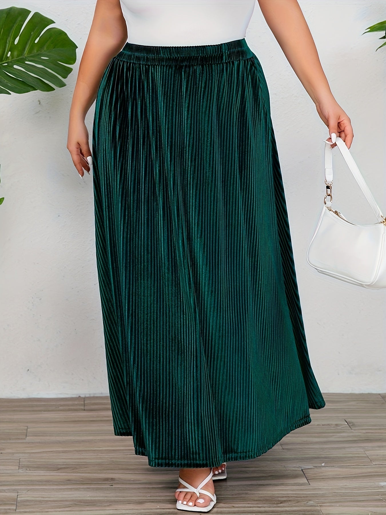 Women's Plus Size High Waisted Pleated Skirt for Fall & Winter