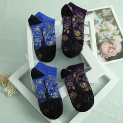 Men's Starry Night Pattern Crew Socks 2 Pairs