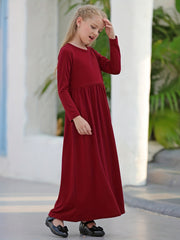 GORLYA Girl's Long Sleeve Casual Maxi Dress With Pockets