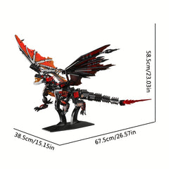 Fire Ice Dragon Building Blocks Detailed Model Kit with Red & Gold Accents