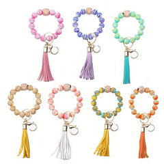 Colorful Tassel Keychain Beaded Bracelet Pendant