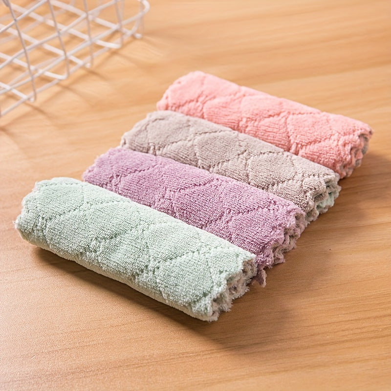 Car Wash Towel Absorbent Coral Fleece Kitchen Dish Cloth Scouring Pad