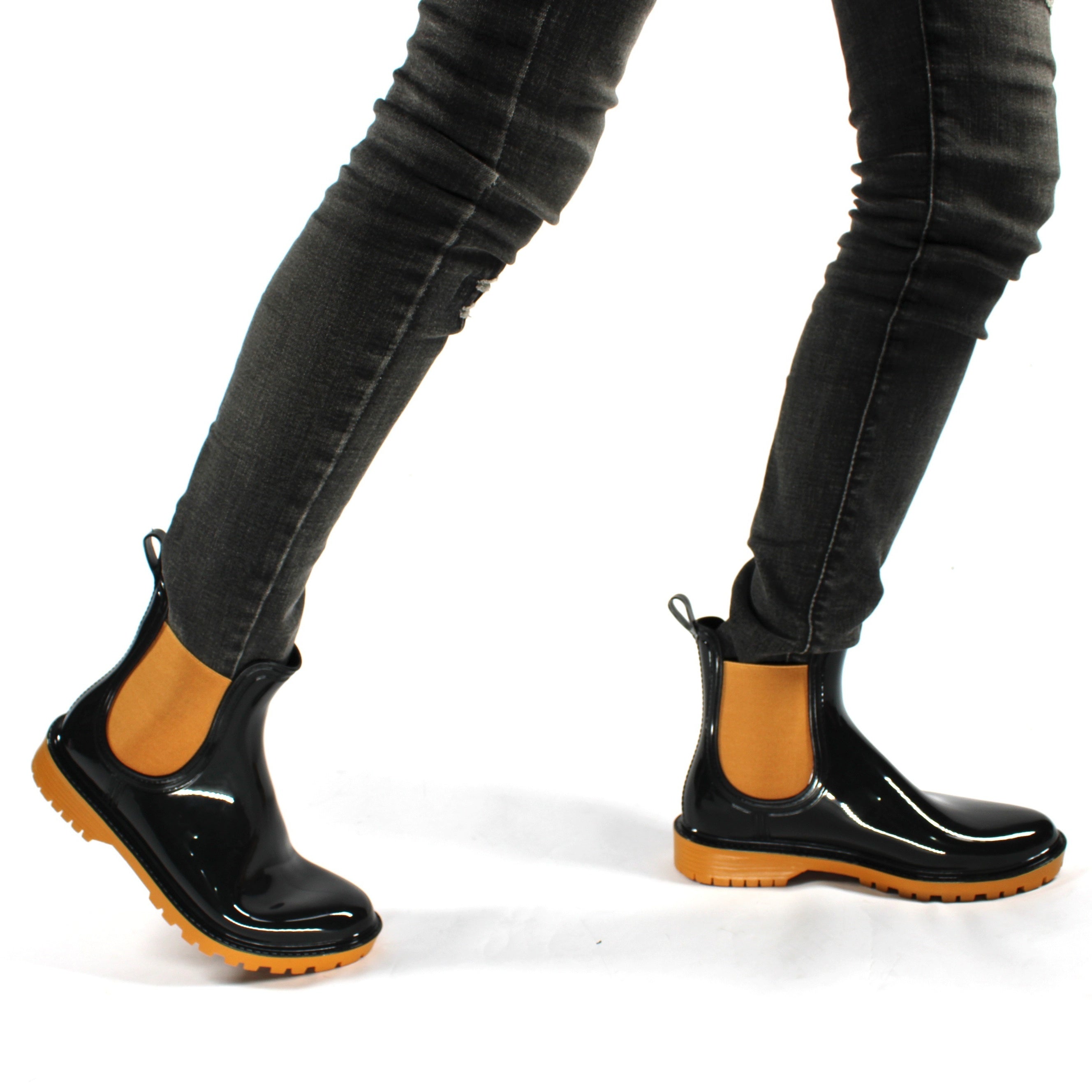 Women's Chelsea Ankle Rain Boots Casual Waterproof Slip On Short Boots