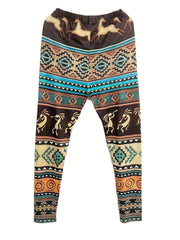 Graphic Print Skinny Leggings Casual High Waist Leggings