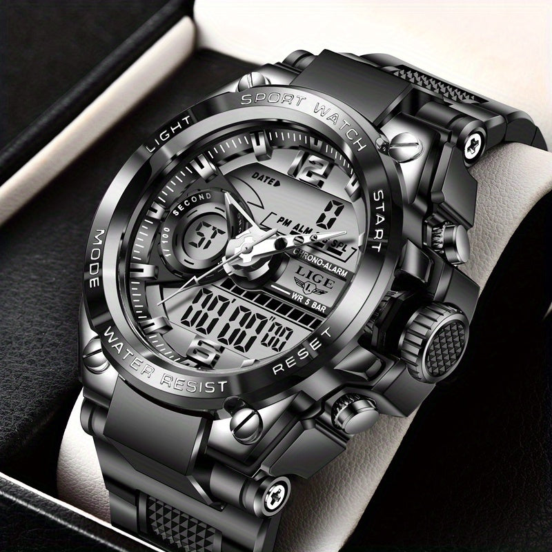 LIGE Boy's Digital Military Watch 50m Waterproof LED Quartz Student Sport Watch