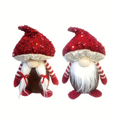 Christmas Doll Decoration Sequin Red Mushroom Ornament Gift