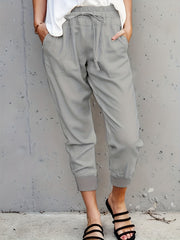 Drawstring Waist Solid Casual Pants for Women