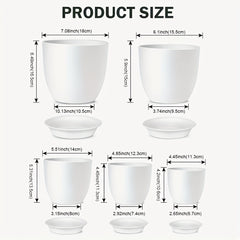 5 Plastic Planters w/ Tray 17.78cm Flower Pot Indoor Outdoor Decor