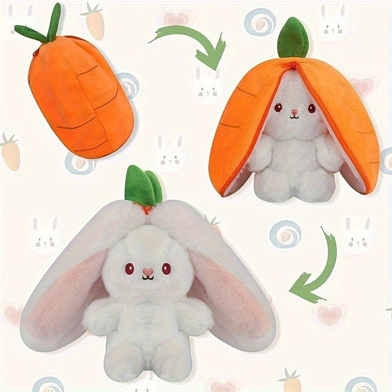 Reversible Bunny Pillow Plush With Zipper Perfect Birthday Christmas Year Gift