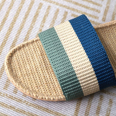 Colorblock Knit Sandals Slip On Open Toe Flat Linen Sole Non slip Slides