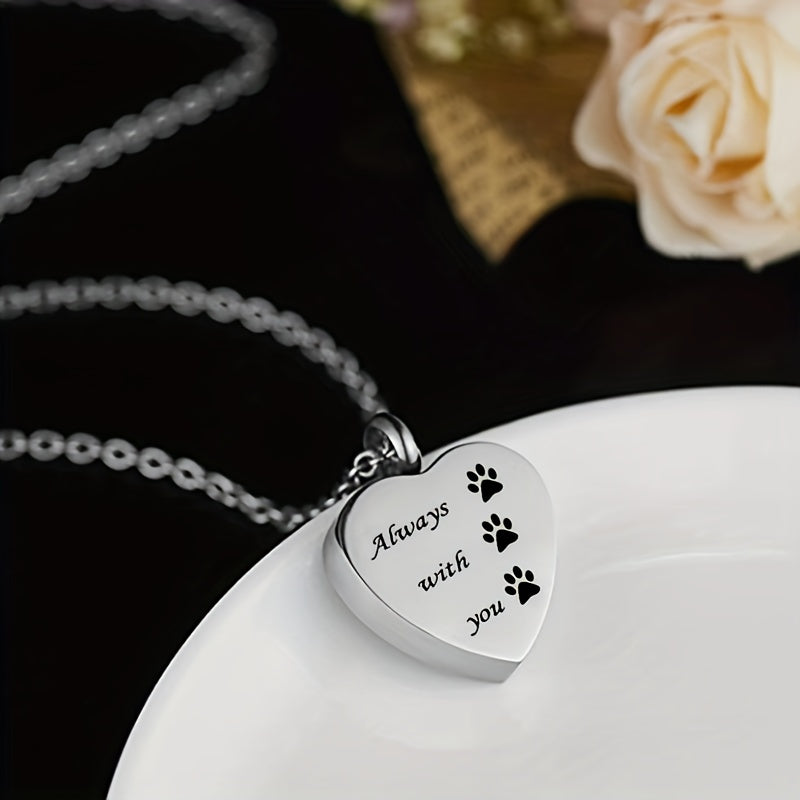 Pet Memorial Necklace Heart Pendant Cremation Urn for Ashes Keepsake