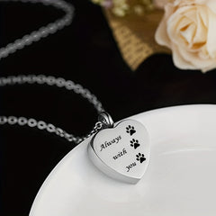Pet Memorial Necklace Heart Pendant Cremation Urn for Ashes Keepsake