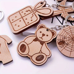 1pc Cartoon Wooden Car Keychain Creative Key Chain Keyring Pendant