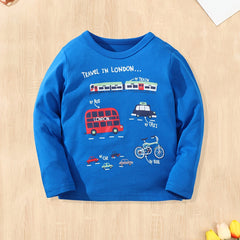 London Travel Boy's Tshirt Long Sleeve Crew Neck Cotton