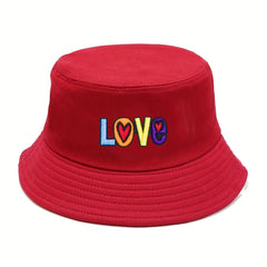 Mens Bucket Hat Love Embroidered Fisherman Hat