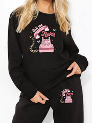 Lounge Set Women's Funny Print Top & Joggers Pajamas