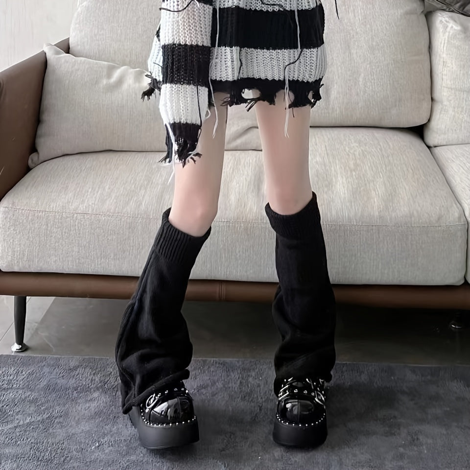 Women's Knit Leg Warmers 80s Harajuku Punk Knee High Socks Gothic Clothes