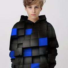 Geometric 3D Print Boys Casual Hooded Sweatshirt Spring Fall Kids Hoodie