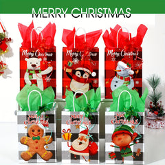 6pc Christmas Gift Bag Set with 12pcs Large Wrapping Papers in Red & Green