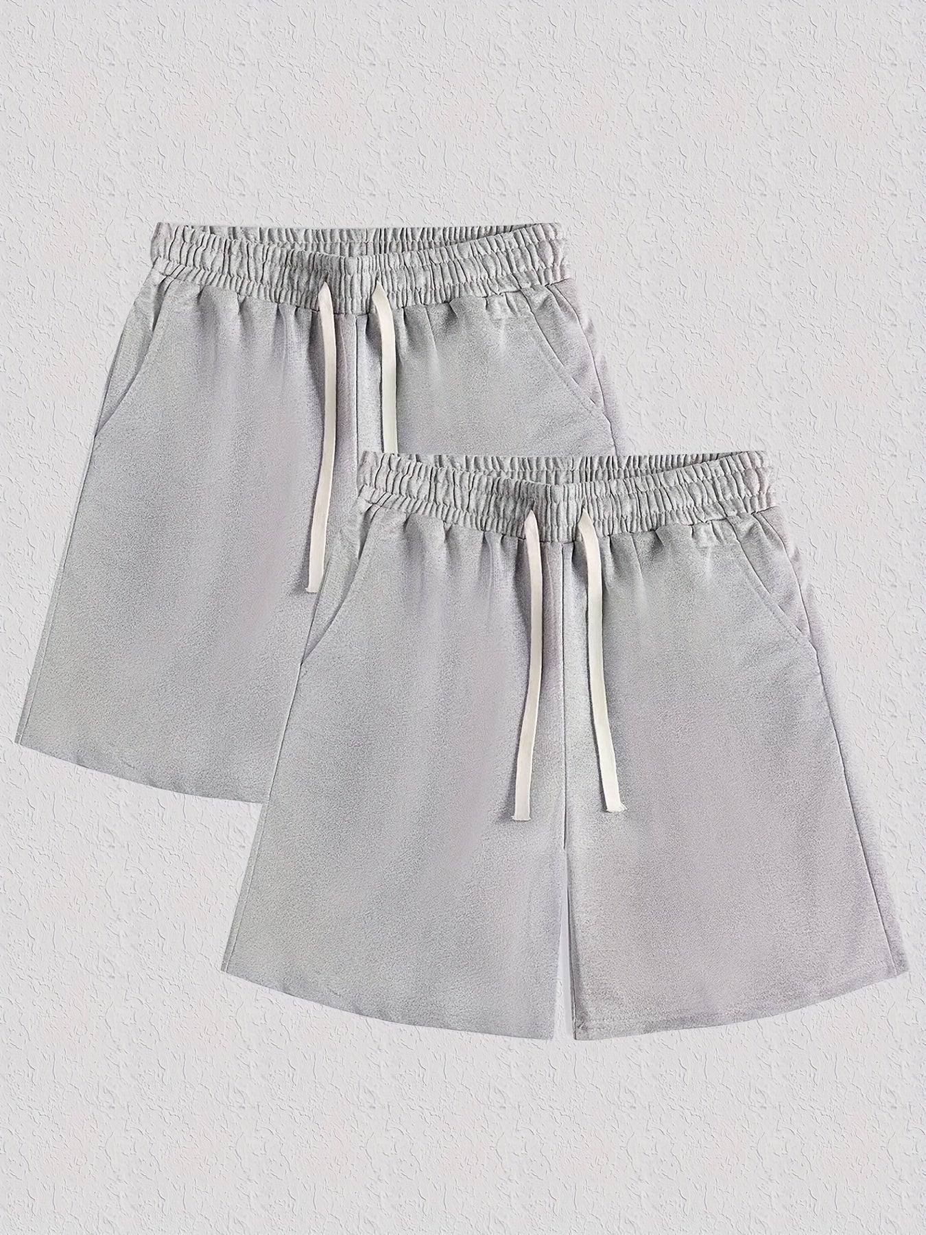 Men's Casual Solid Elastic Waist Drawstring Shorts for Summer
