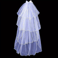Bowknot Wedding Veil With Faux Pearl Ornament