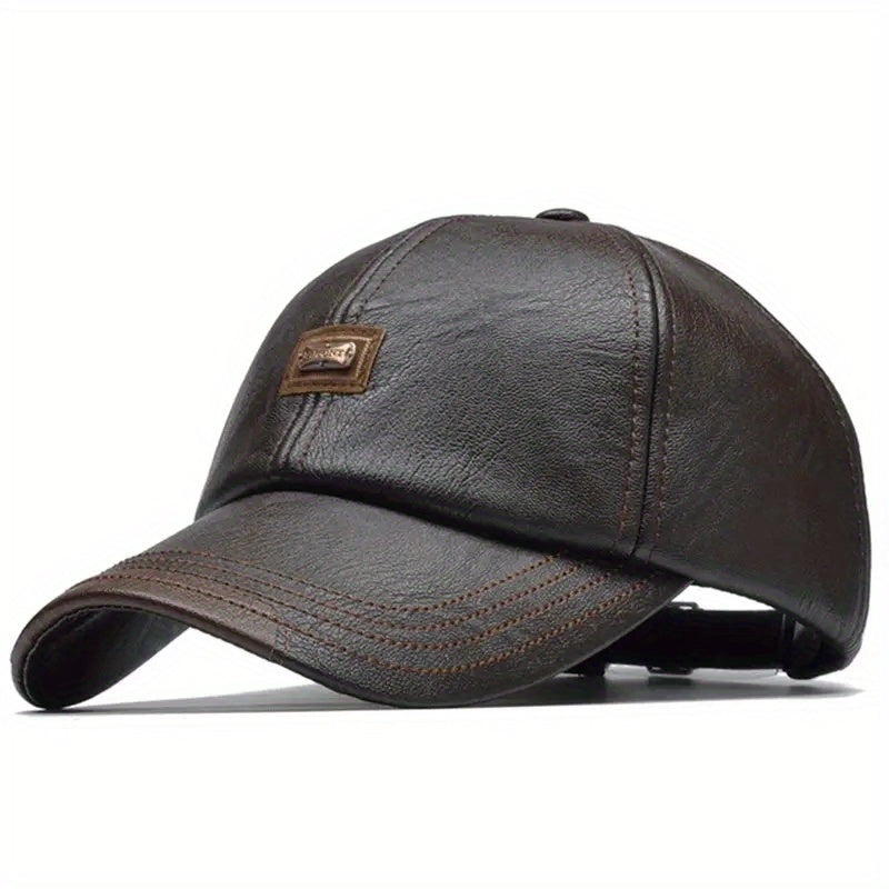 Adjustable PU Leather Baseball Cap Unisex Solid Dad Hat