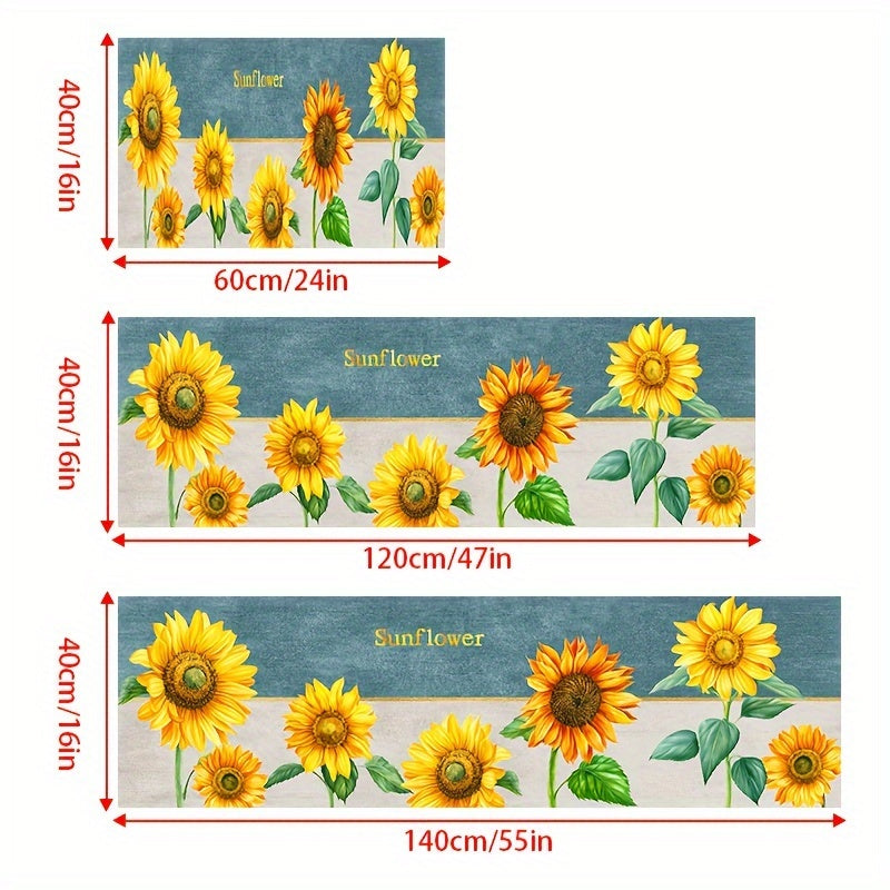 Sunflower Print Rug Machine Washable Mat for Bedroom and Living Room