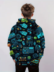 Kids Cartoon Robot Pattern Hoodie for Spring Fall Winter