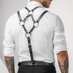 Men's Leather Suspenders Belt Shoulder Harness