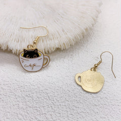Cat Earrings For Women Creative Coffee Cup - Perfect Christmas Gift