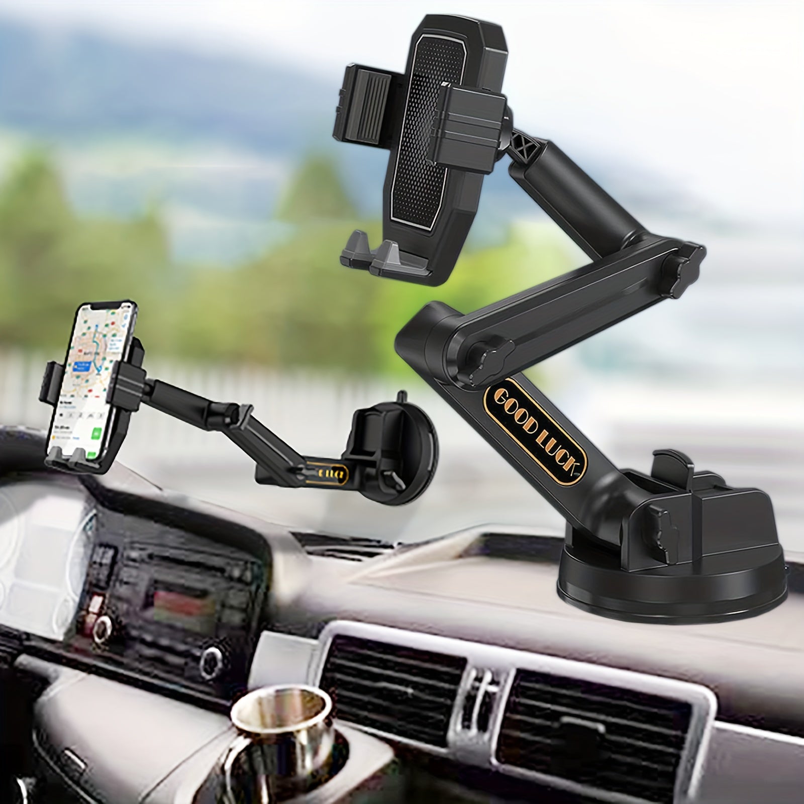 Truck Phone Holder Heavy Duty Phone Mount Long Arm Suction Cup & Stable
