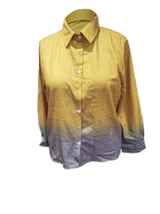 Ombre Print Button Up Long Sleeve Blouse
