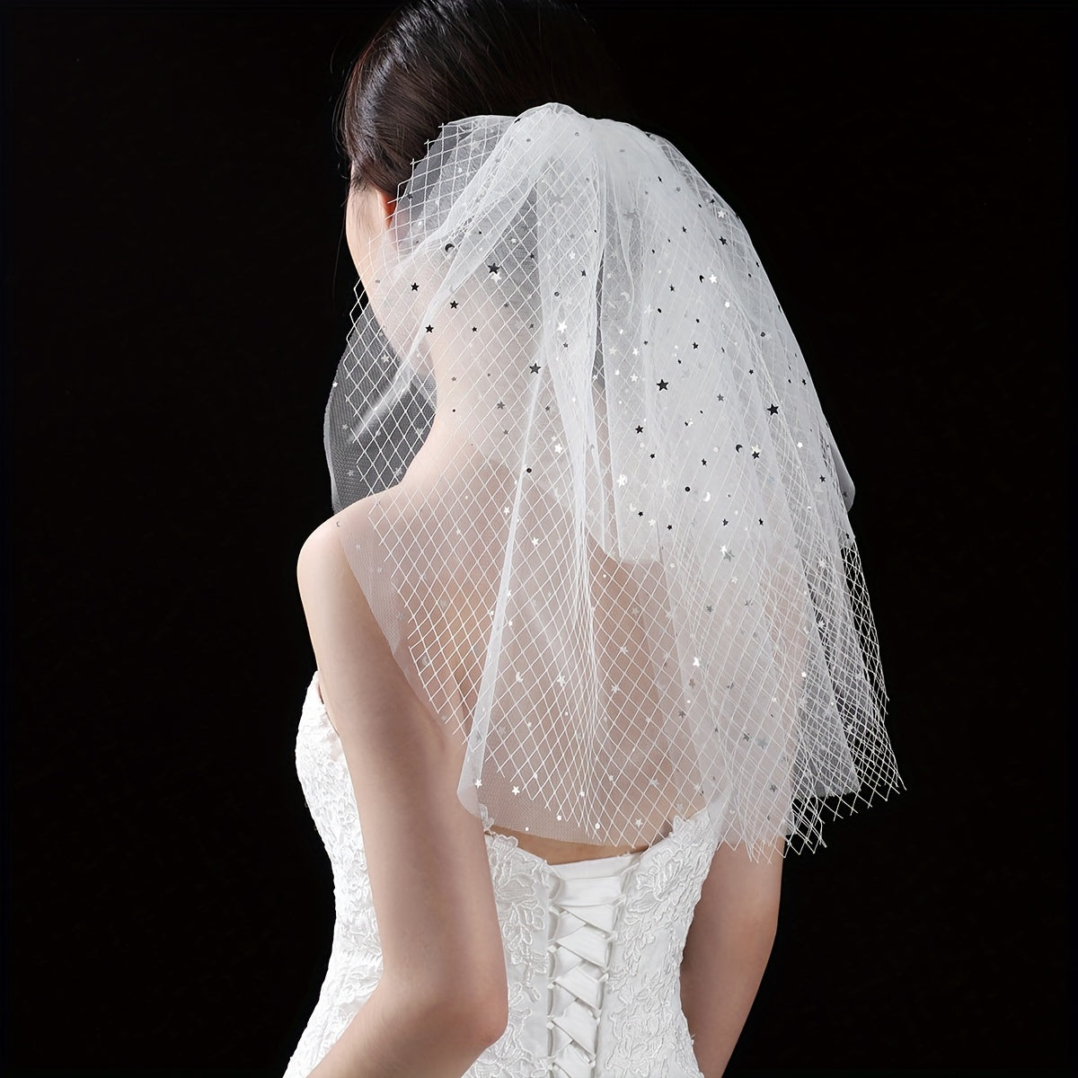 Yabeni Bridal Veil Polyester Accessory for Bride Classic with Sparkles