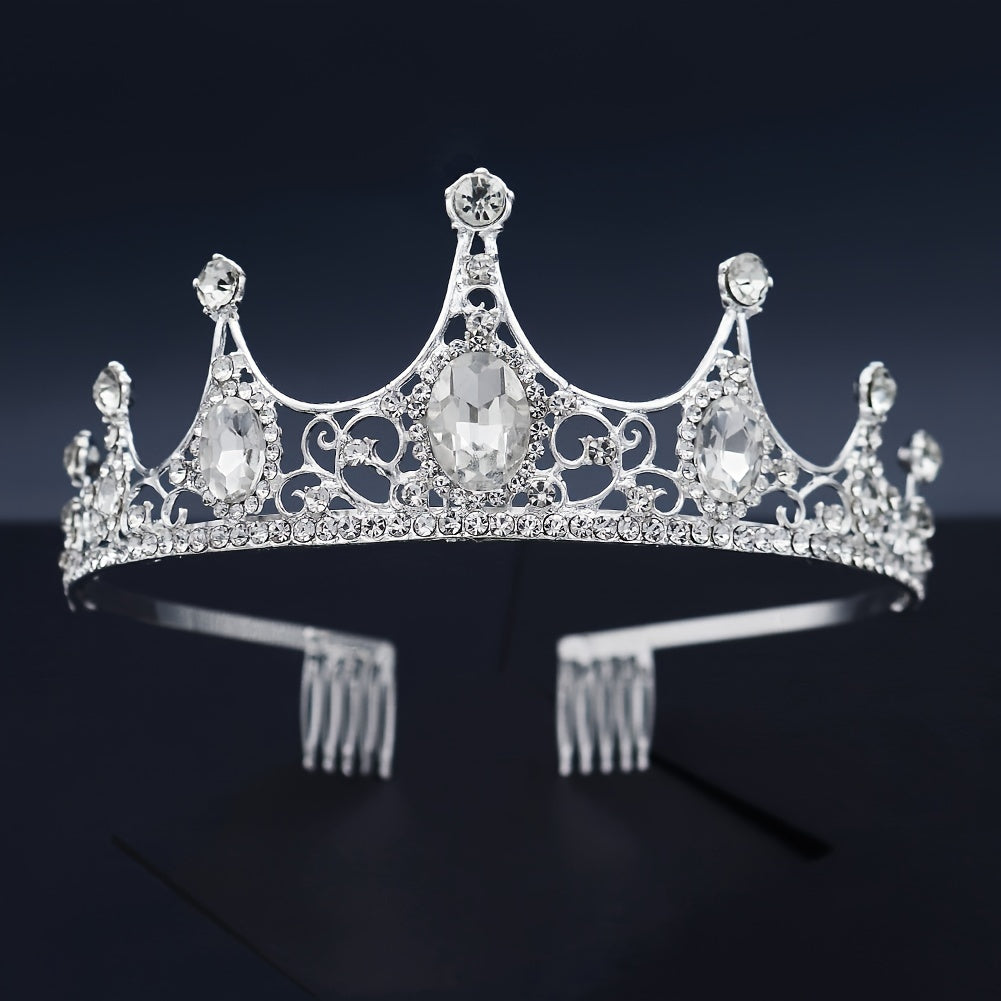Pink Rhinestone Baroque Crown Hairband Headband Party Favor Decorations