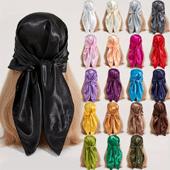 Large Bandana Classic Satin Scarf Women Silk Neckerchief
