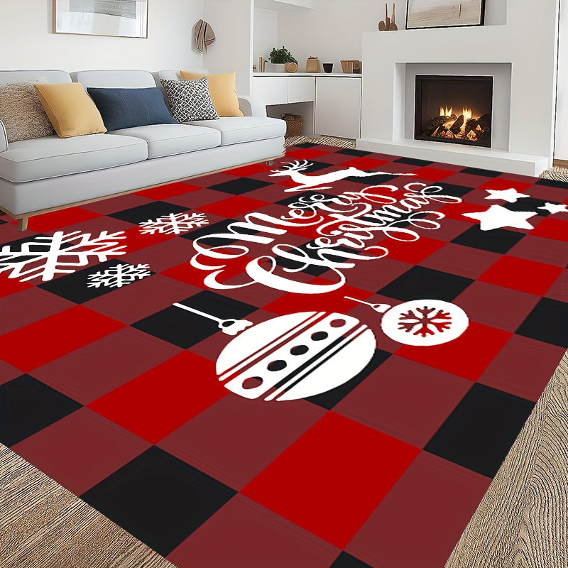 Christmas Elk Carpet Floor Mat Soft Non Slip Area Rugs Snowflake