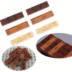 12 Wood Grain Building Blocks 1x4 ABS Bricks Table Chair Stair Decor Toy Set