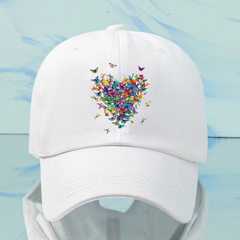 Heart & Butterfly Print Baseball Cap Women's Lightweight Casual Sun Hat