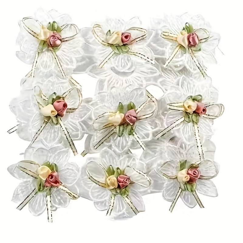 10pcs Lace Fabric Flower Butterfly Craft Decoration Sewing Supplies DIY