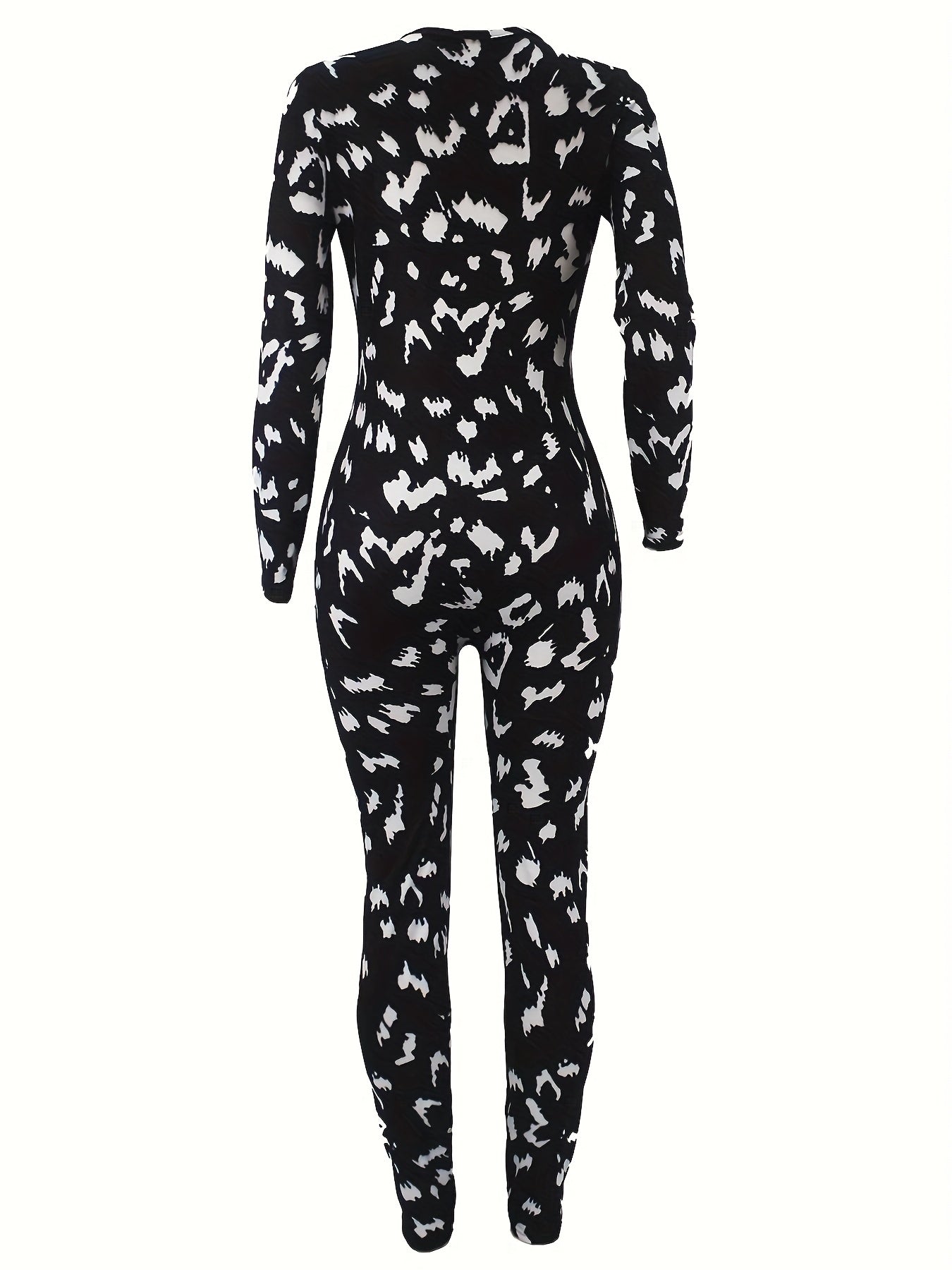Graffiti Print Lounge Jumpsuit Long Sleeve V Neck Buttons Jumpsuit