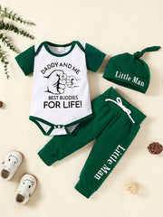 Casual DADDY AND ME Letter Print Outfit Baby Boys Set