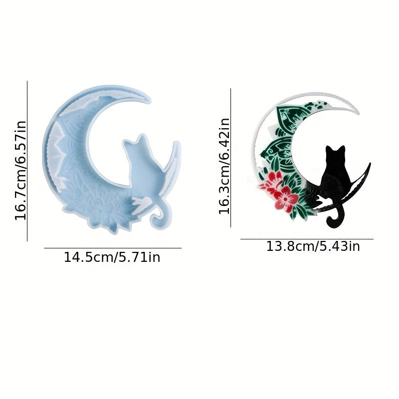 DIY Crystal Epoxy Resin Moon Cat Silicone Mold Star Moon Cat Pendant Casting