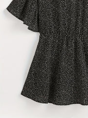 Polka Dot Butterfly Sleeve Peplum Top