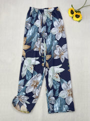 Boho Floral Print Straight Leg Pants for Women