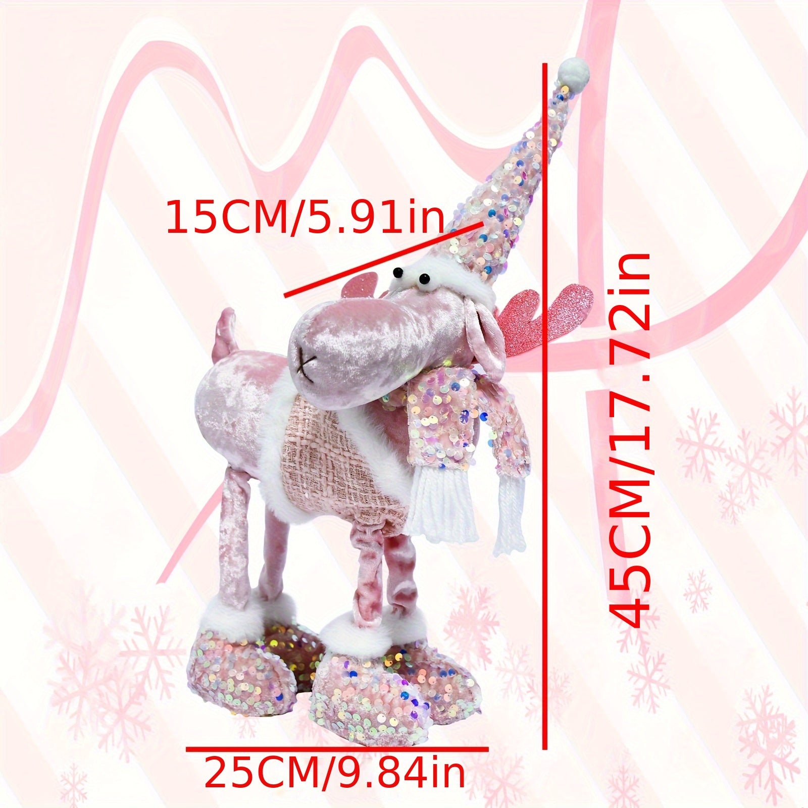 Pink Christmas Elk Knitted Doll Ornament Decorative Deer